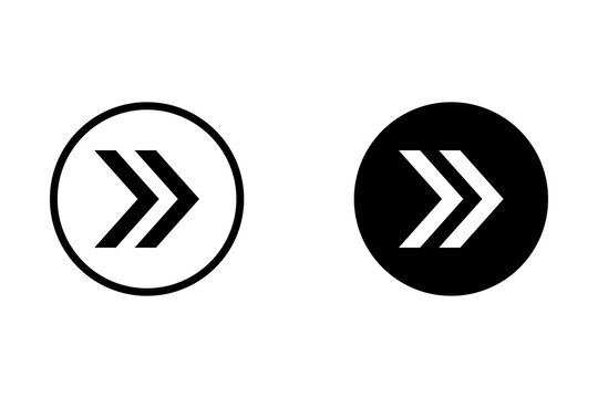 Black and white double arrow circle icons for navigation and user interface design elements