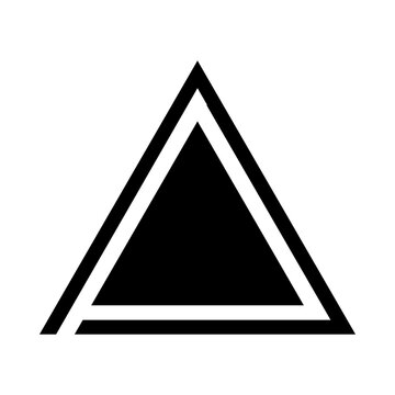 Simple black triangle icon with a bold outline border design