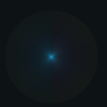 Circular geometric pattern with radiating thin lines, gradient blue center, and multicolored edges on a dark background
