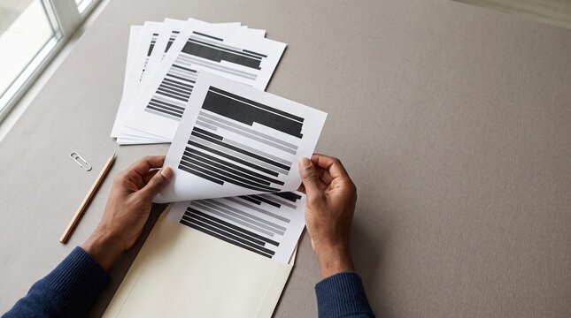 Specialist sorts redacted output sheets for review