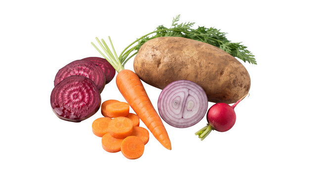 Fresh vegetables isolated on PNG transparent background