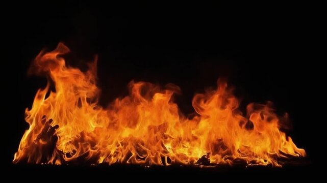 Realistic Transparent Fire Loop With Isolated Flames Flickering And Edges Glowing Softly In Motion