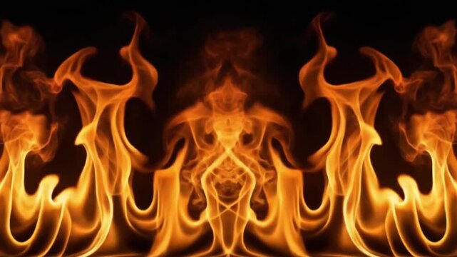 Modern Transparent Fire Loop With Isolated Flames Flickering And Edges Glowing Softly In Motion