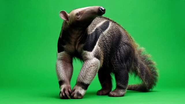 Realistic Anteater Natural Movement Green Screen HD Stock Video
