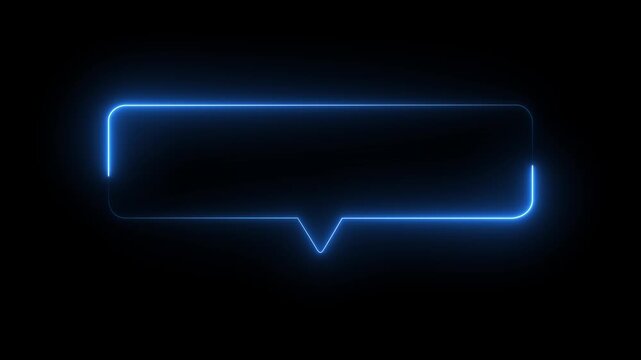 red neon glowing Speech Bubble Frame on Black Background chat bubble message box, on a transparent background. motion graphic of a neon massage box concept. 4k video