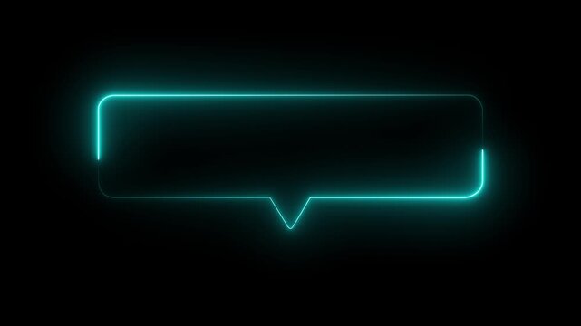 red neon glowing Speech Bubble Frame on Black Background chat bubble message box, on a transparent background. motion graphic of a neon massage box concept. 4k video