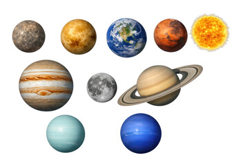 Fototapeta premium PNG Solar system planets and sun illustration