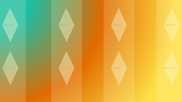 Rhombus Shape Pattern on Teal Orange Yellow Gradient Background