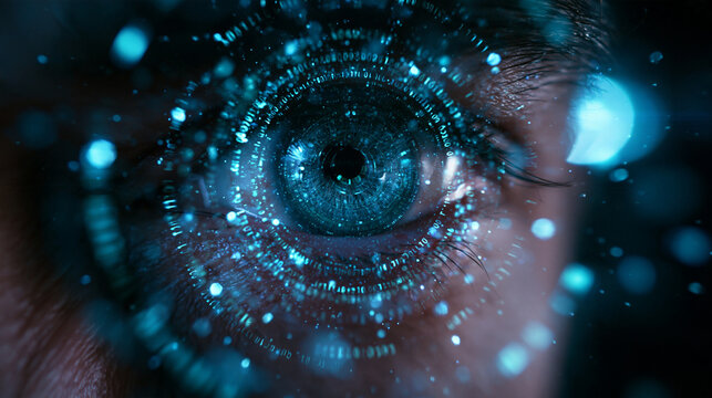Futuristic Biometric Eye Scan with Digital Interface