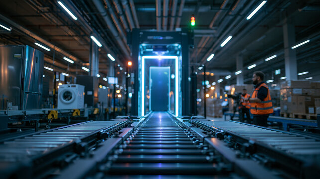 Automated Conveyor Belt System in Modern Appliance Factory