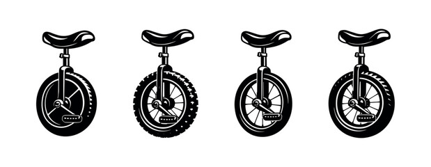 Set of Four Monochrome Unicycle Icons © Compositor 
