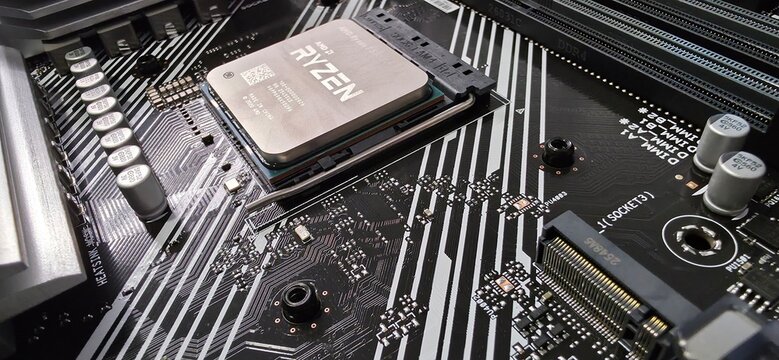 Minsk, Belarus. Sep 24, 2026. Ryzen CPU with empty DDR4 and M.2