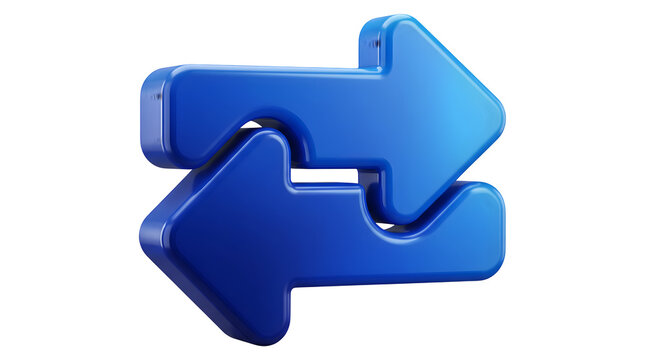 A blue puzzle piece with an arrow on transparent background