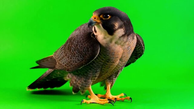 Falcon Sitting HD Green Screen Stock Video Wildlife Footage Stock
