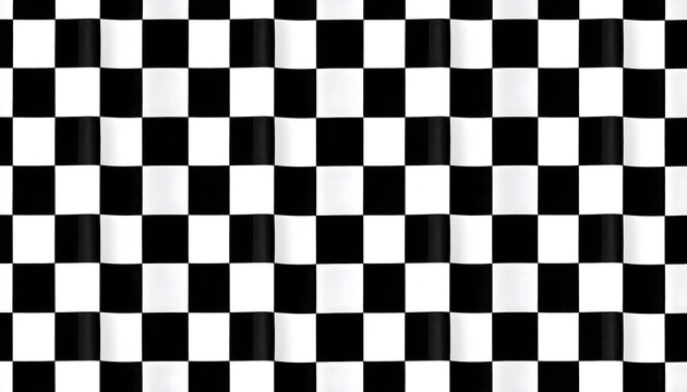 Checkered flag pattern featuring a waving black and white fabric texture for racing sports and automotive competition background design concepts