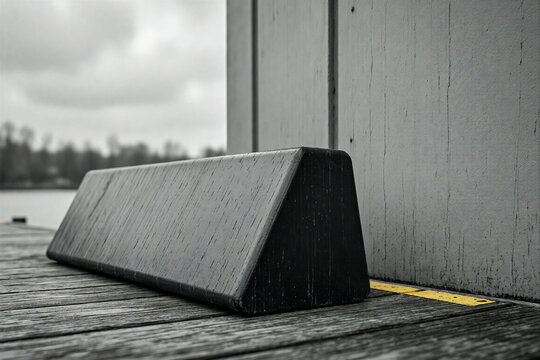 Wooden boat dock bumper on wooden planks