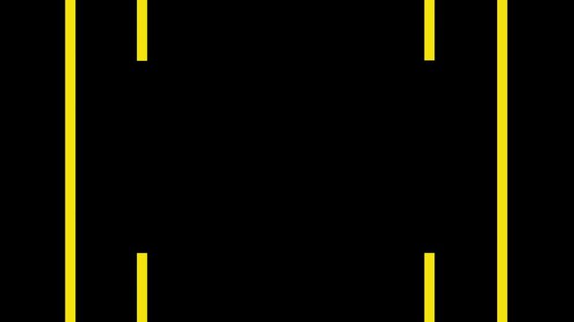Flickering Yellow Grid Lines Pulsing Across a Black Screen
