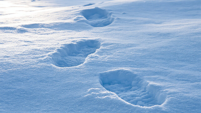 Footprints in the Snow: Clear footprints mark a snowy expanse, hinting at a journey taken through the winter landscape.
