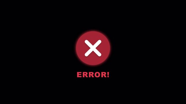 Animated red error warning icons with alpha channel transparency