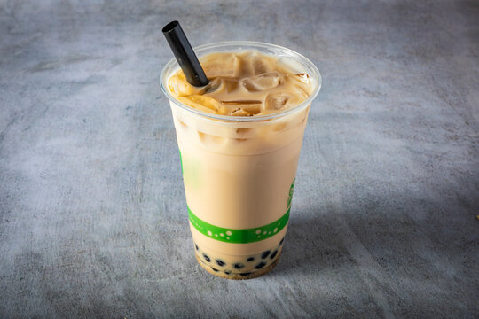 Boba drink in plastic cup