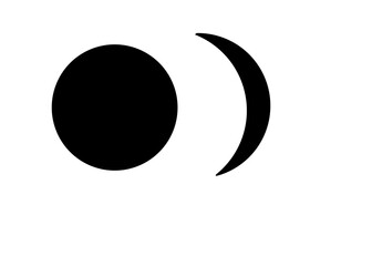 Minimalist black circle and crescent moon shape isolated on white © Rukiban