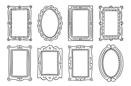 Baroque Vintage Wall Frames Ornate Outline Line Art