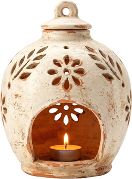 Ivory Floral Pot Light Vessel Cutout