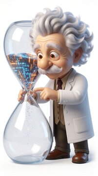 3D Mascot Tapping Hourglass Time Management Bottleneck Concept