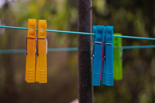clothespins on rope
