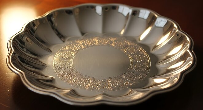 antique silver plate isolated
