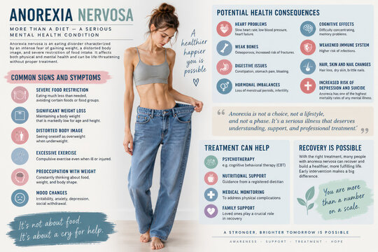 Anorexia Nervosa Signs Symptoms Health Risks and Treatment Infographic