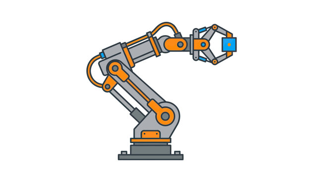 Industrial robotic arm holding a cube