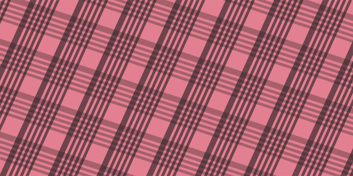 Seamless pink and dark brown plaid pattern &mdash; classic tartan textile design