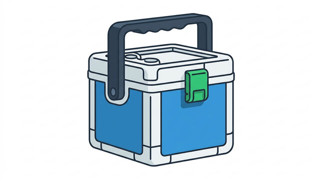 Portable blue cooler box for camping and outdoor activities