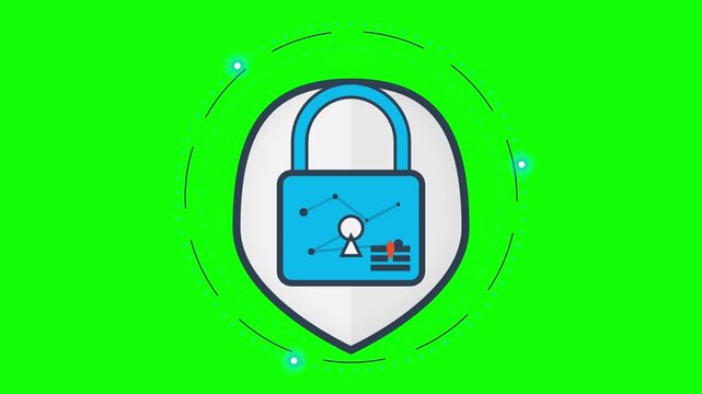 Secure digital lock animation with menu icons for online security presentation