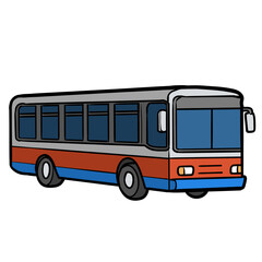 Cute cartoon city bus modern passenger coach vehicle urban public transportation illustration isolated on transparent background © pranowo