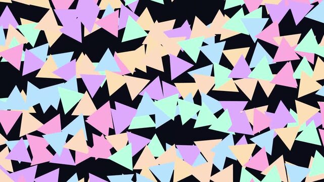 Colorful geometric triangles moving in abstract animation motion background