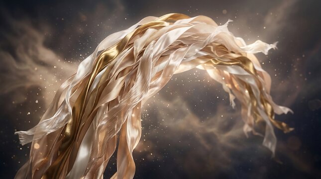 Floating gold ribbons