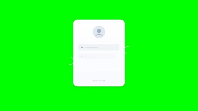 Modern Winter Theme Login Interface UI Animation with Snowflake Graphic on Green Screen Background