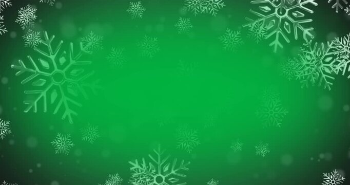 Animation of snowflakes falling over transparent background