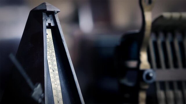 Vintage Mechanical Metronome Ticking Inside a Piano Restoration Workshop - 4K