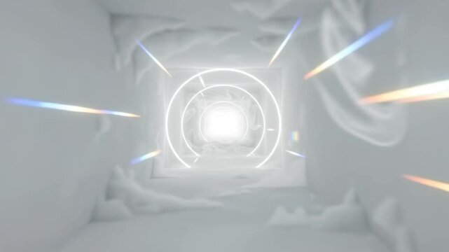 Minimalist interdimensional white light tunnel transition effect