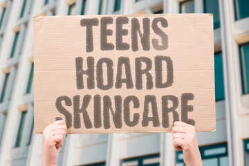 "Teens hoard skincare" Young people stockpile serums and creams after viral trends. TEENS. SKINCARE. TRENDS. SHOPPING. PRODUCTS. © AndriiKoval