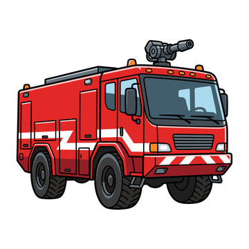 Red airport fire rescue truck vehicle vector