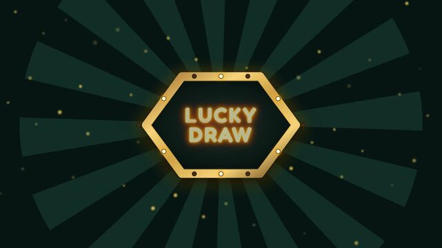 Golden Lucky Draw Signage Displaying A Winning Opportunity For Participants In A Festive Game Event With Glowing Rays Of Light Radiating Outward To Create A Celebration Atmosphere For All Winners