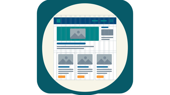 Modern website wireframe interface design layout with grid system for UI and UX development