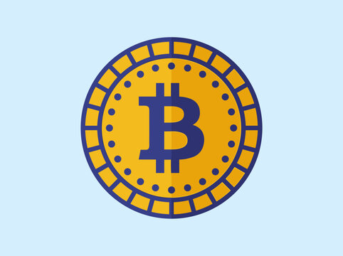 Minimalist Flat Design Bitcoin Cryptocurrency Coin Icon Representing Digital Finance and Blockchain Technology