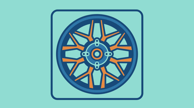 Minimalist vector illustration of a modern car wheel rim in flat design style