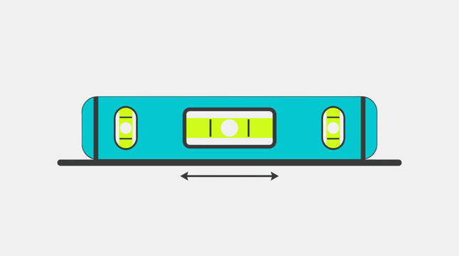 Flat Vector Illustration of Turquoise Spirit Level Tool for Construction and Precision Measurement Projects