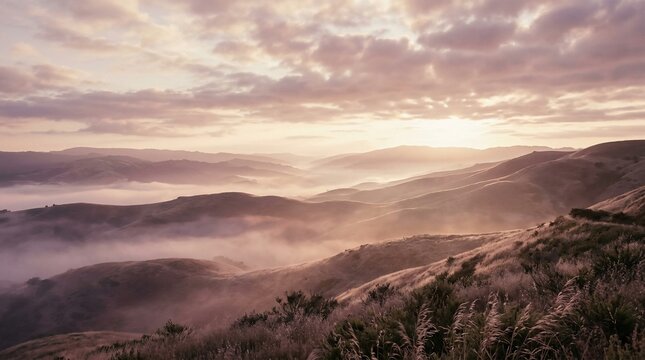 Misty rolling hills